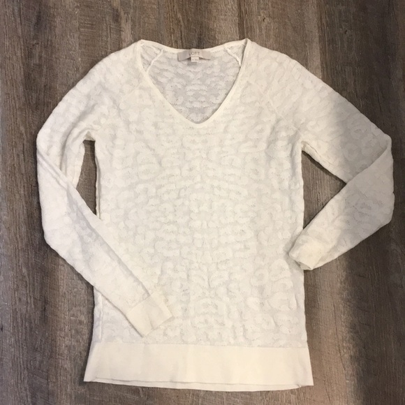 Tone on Tone Cheetah Print White Loft Sweater XS - Picture 5 of 5